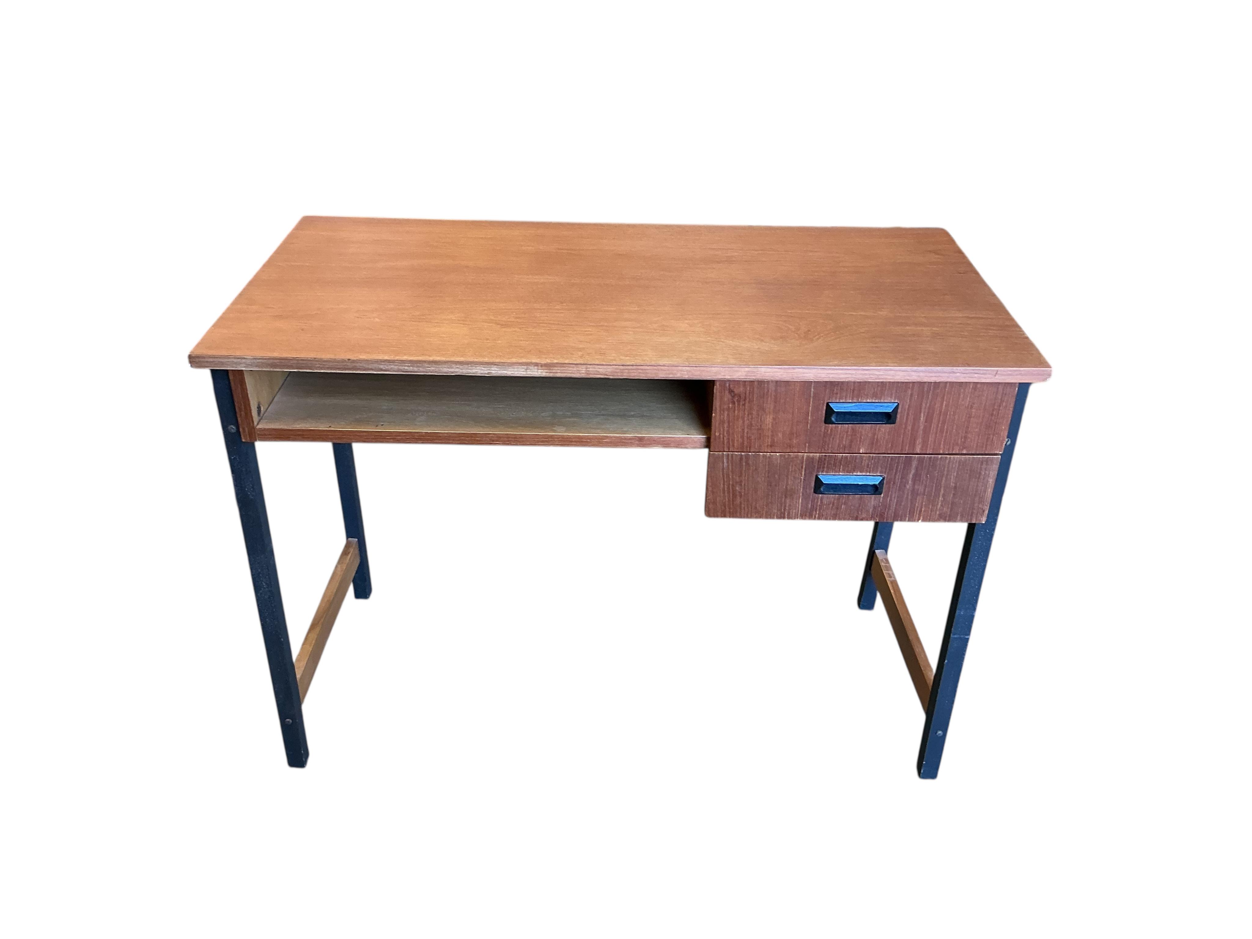 A mid century teak kneehole desk, width 99cm, depth 49cm, height 73cm